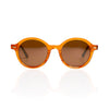 Orange round acetate sunglasses with Medium nose bridge bridge height fit and High cheek bones fit

