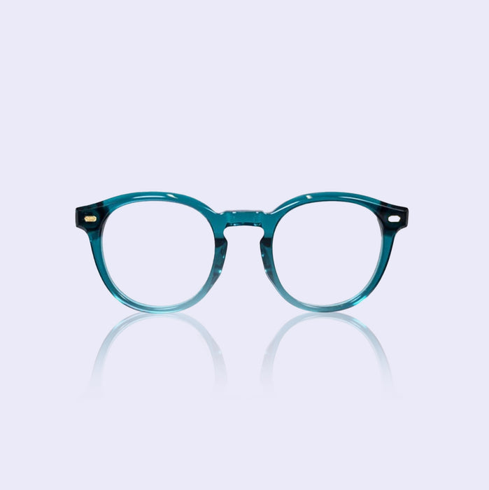 Sapphire green round eyeglasses